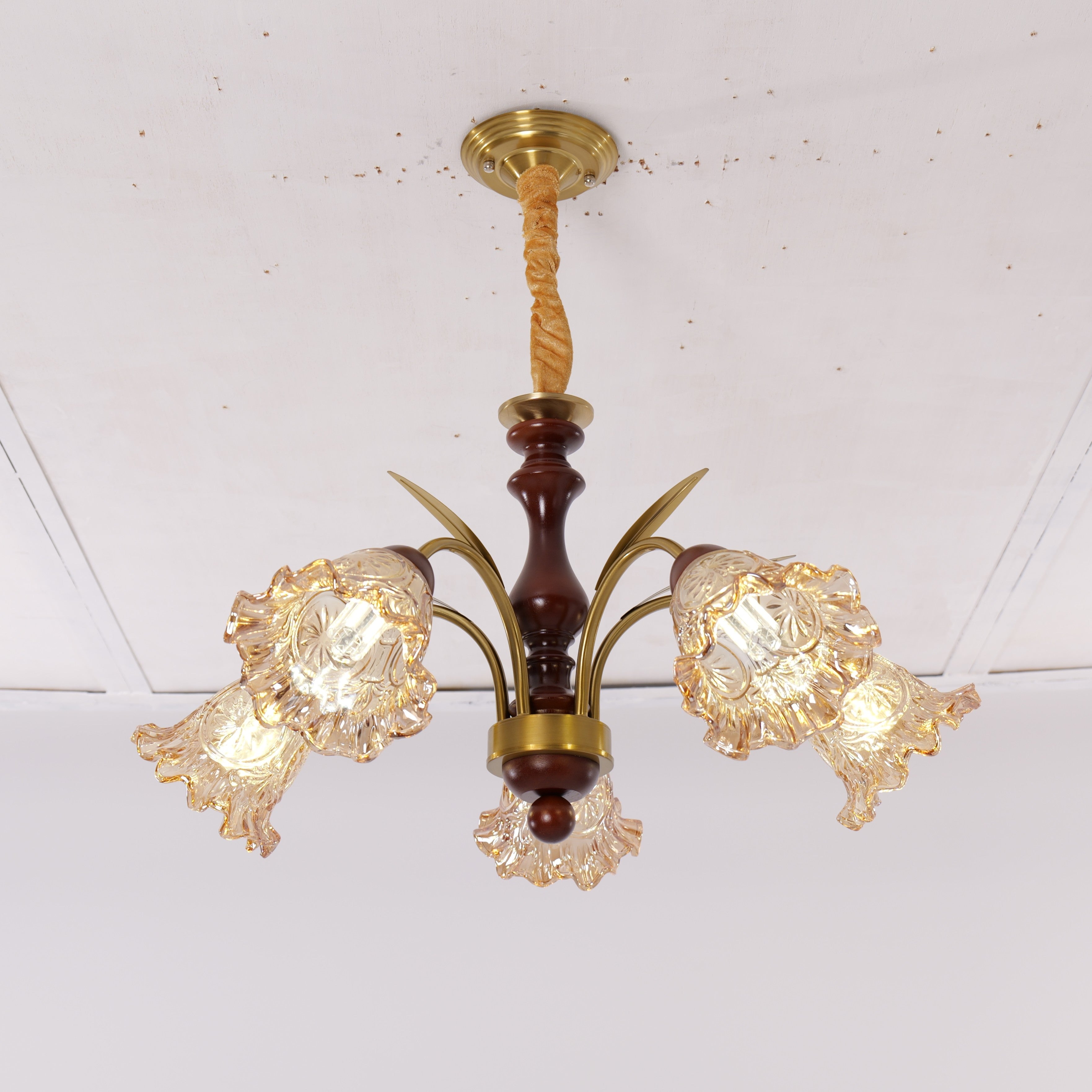5-Light Vintage Glass Flower Chandelier - LI460292