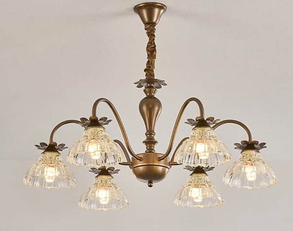 6-Light Gold Vintage Floral Glass Chandelier - LI460296