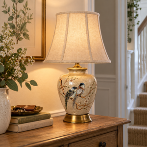 Magpies Among Plum Blossoms Ceramic Table Lamp - LI460315 (3).png