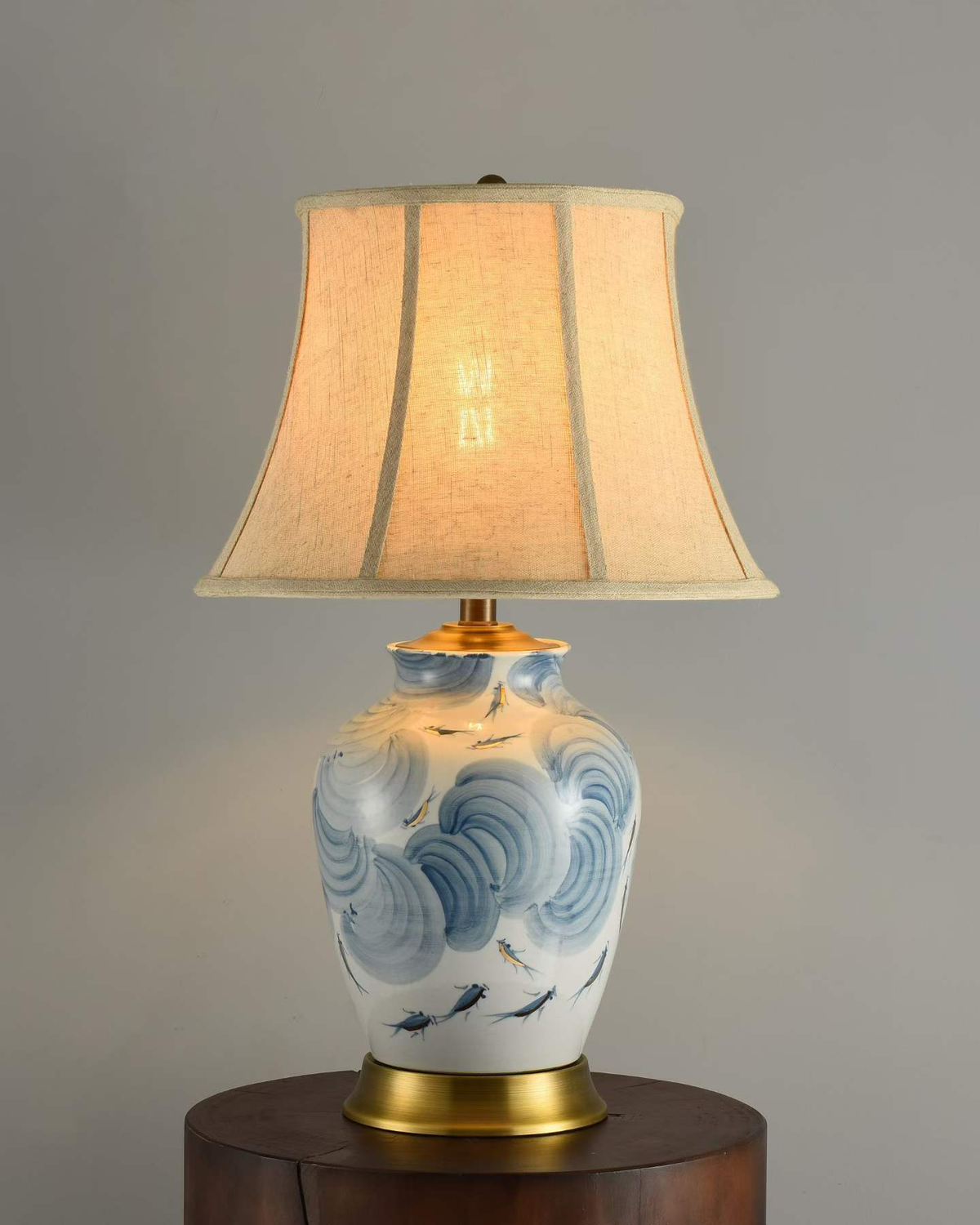 Blue Pond Fish Ceramic Table Lamp by Lightsin UK