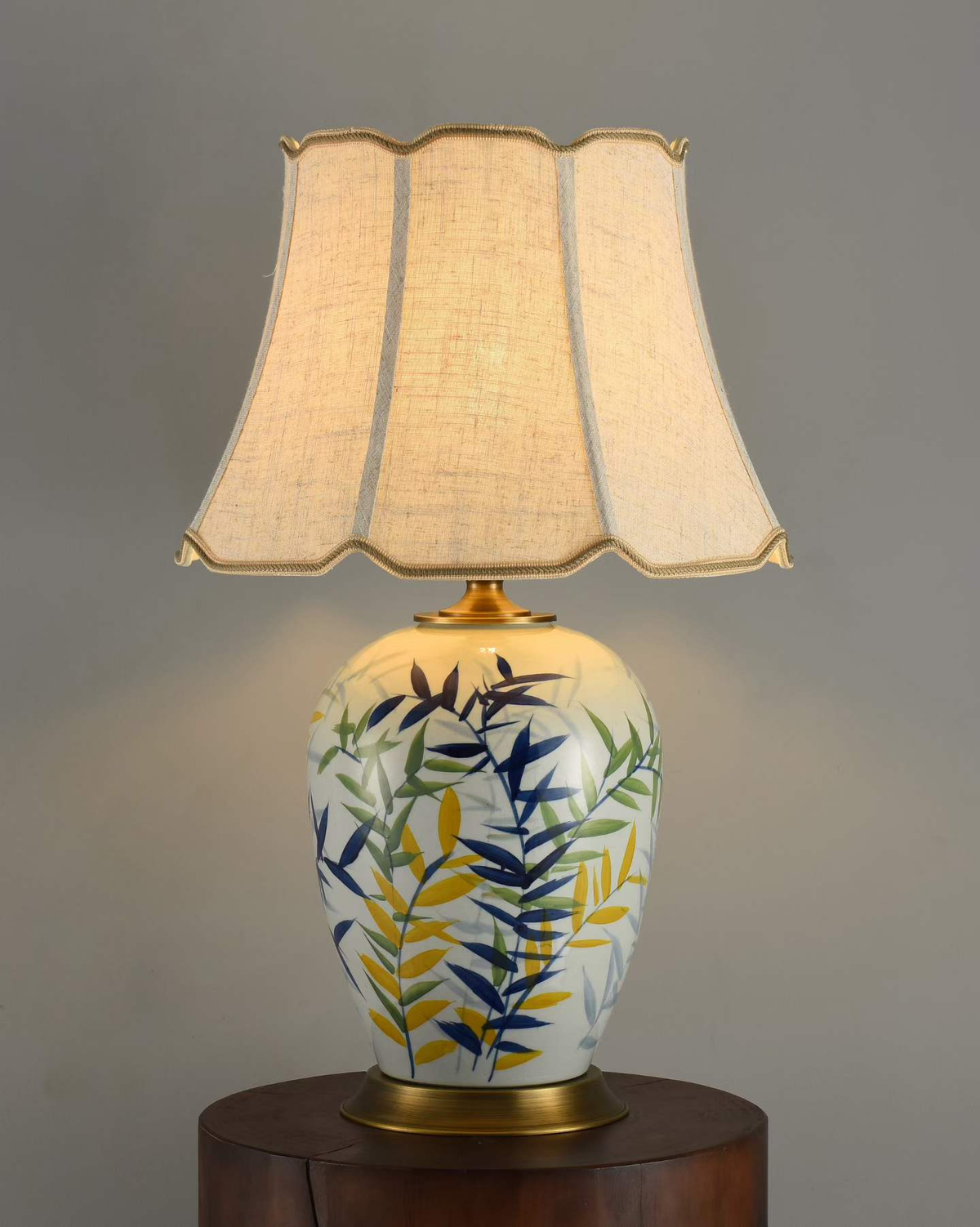 Three Colour Leaf Ceramic Table Lamp by Lightsin UK