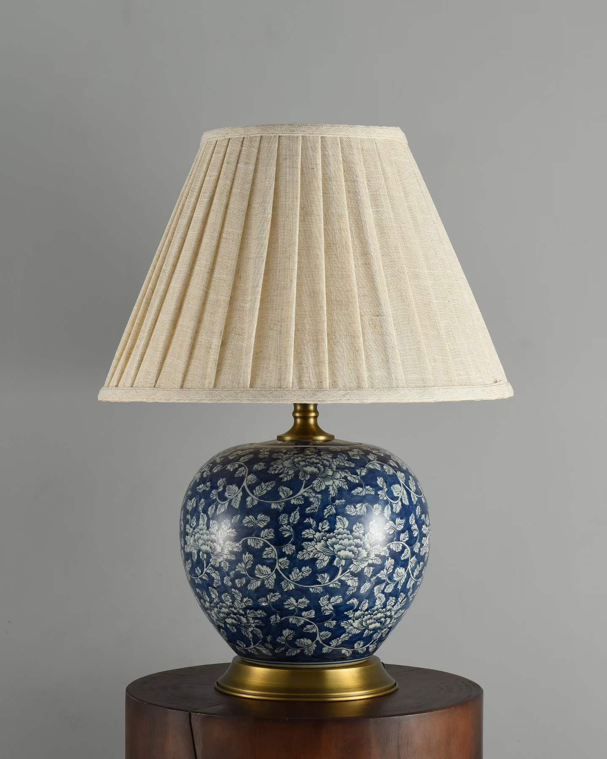 Navy Floral Ceramic Table Lamp by Lightsin UK