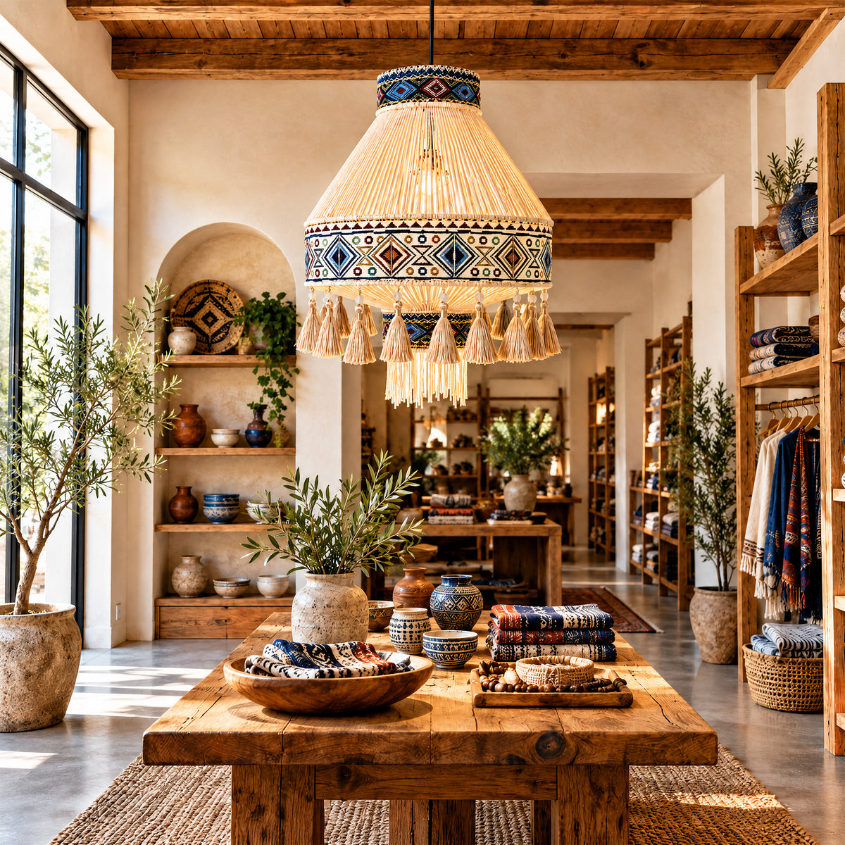 Bohemian Tassel Ceiling Light with Fringe, Detachable Design, Ethnic Style - LI460330 image 2
