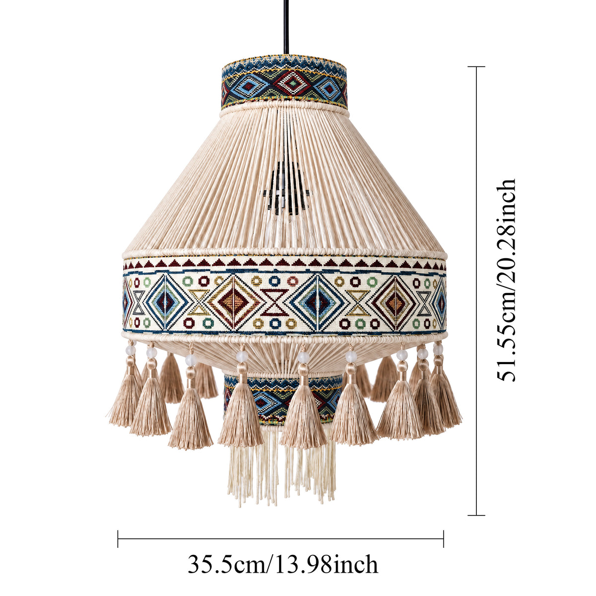 Bohemian Tassel Ceiling Light with Fringe, Detachable Design, Ethnic Style - LI460330 image 3