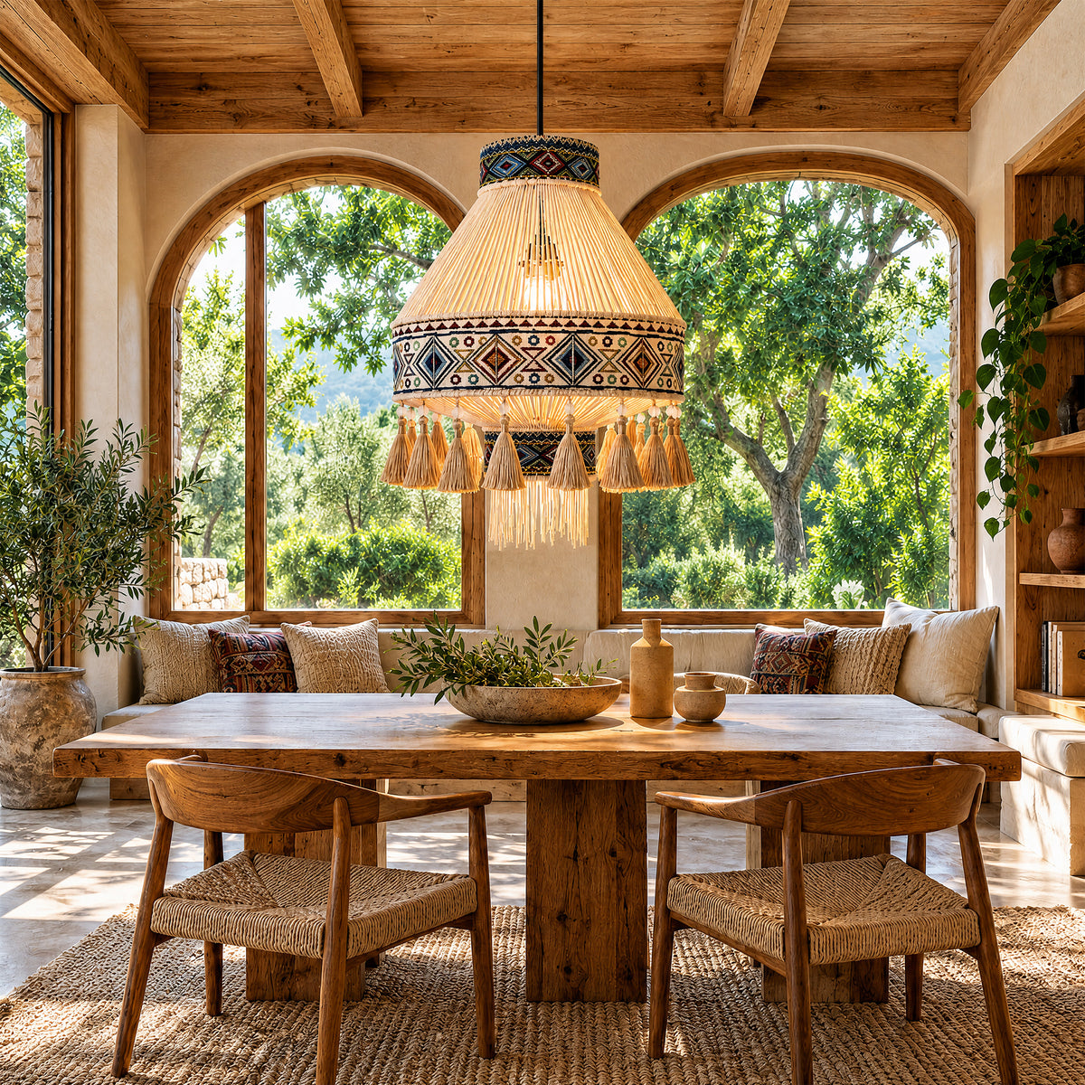 Bohemian Tassel Ceiling Light with Fringe, Detachable Design, Ethnic Style - LI460330 image 5