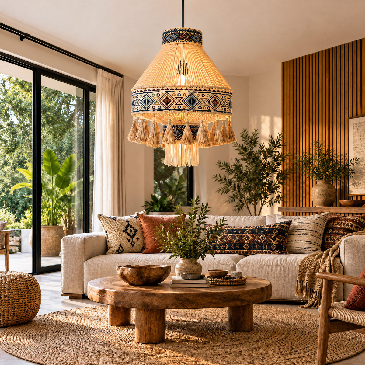 Bohemian Tassel Ceiling Light with Fringe, Detachable Design, Ethnic Style - LI460330 image 6