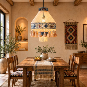 Bohemian Tassel Ceiling Light with Fringe, Detachable Design, Ethnic Style - LI460330 image 7
