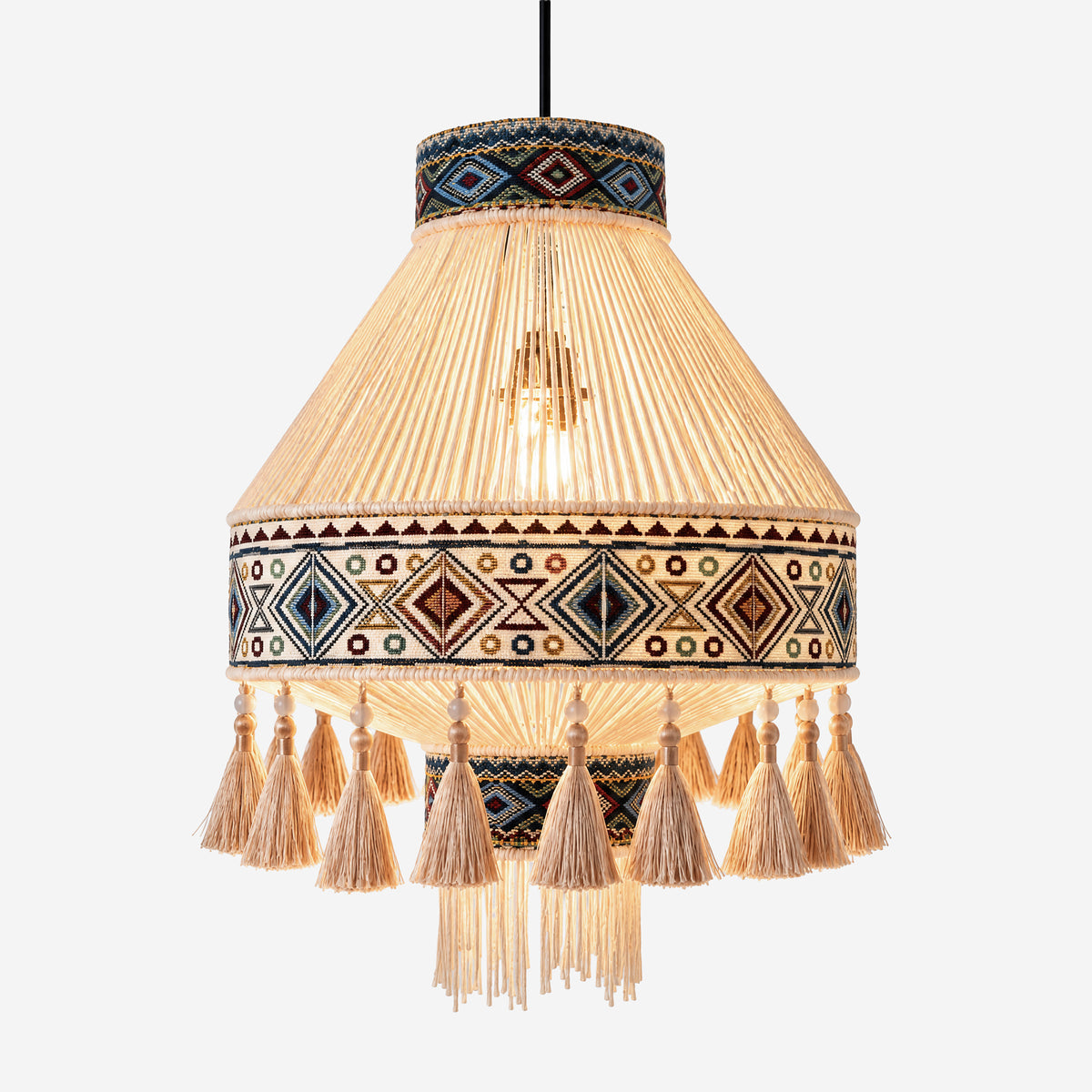 Bohemian Tassel Ceiling Light with Fringe, Detachable Design, Ethnic Style - LI460330 image 9