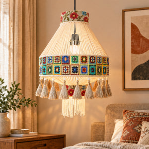 Bohemian Tassel Ceiling Light with Fringe, Detachable Design, Ethnic Style - LI460331 image 1