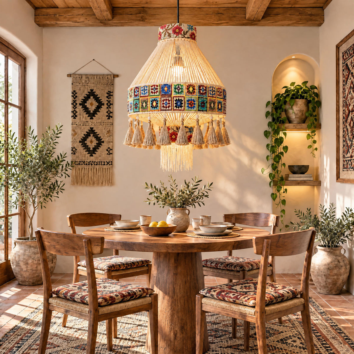Bohemian Tassel Ceiling Light with Fringe, Detachable Design, Ethnic Style - LI460331 image 7