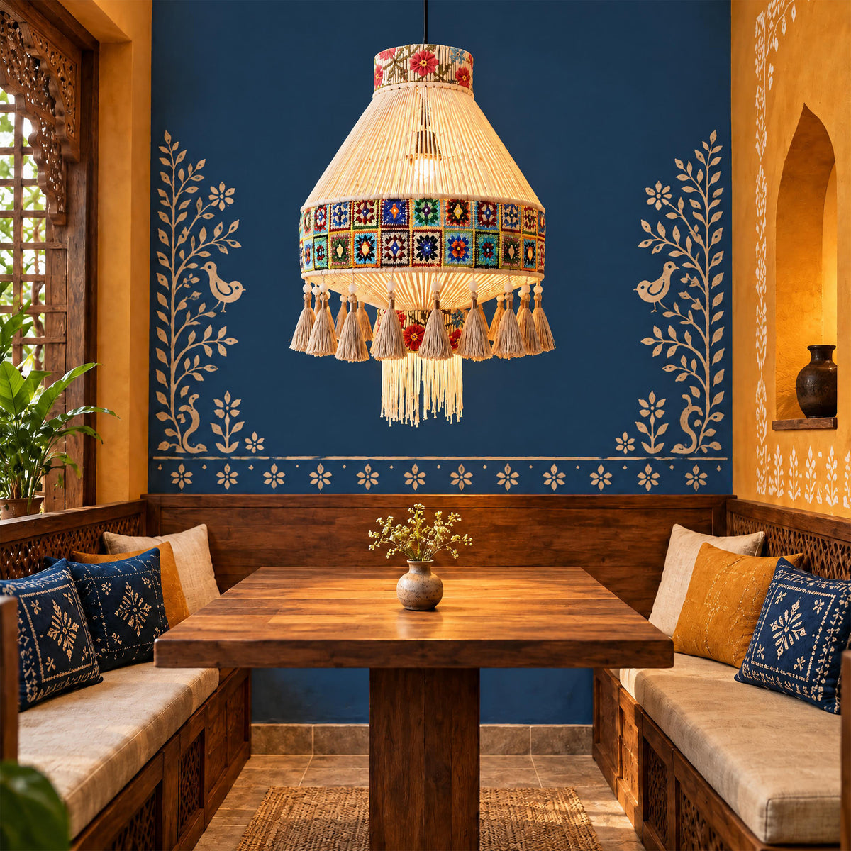 Bohemian Tassel Ceiling Light with Fringe, Detachable Design, Ethnic Style - LI460331 image 8