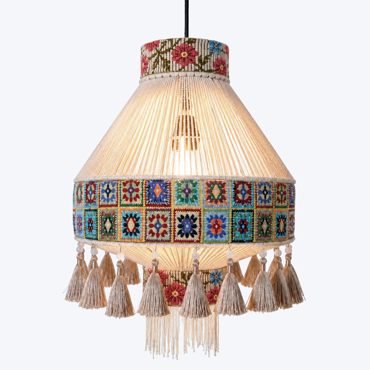 Bohemian Tassel Ceiling Light with Fringe, Detachable Design, Ethnic Style - LI460331 image 9