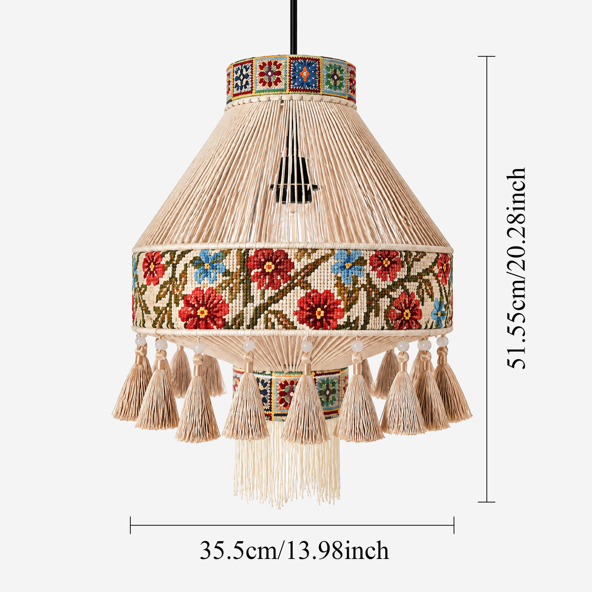 Bohemian Tassel Ceiling Light with Fringe, Detachable Design, Ethnic Style - LI460332 image 3