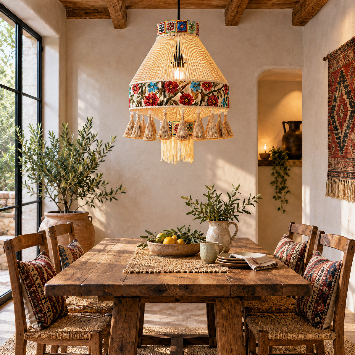 Bohemian Tassel Ceiling Light with Fringe, Detachable Design, Ethnic Style - LI460332 image 6