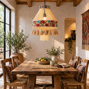 Bohemian Tassel Ceiling Light with Fringe, Detachable Design, Ethnic Style - LI460332 image 6