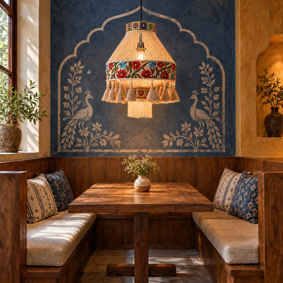 Bohemian Tassel Ceiling Light with Fringe, Detachable Design, Ethnic Style - LI460332 image 7