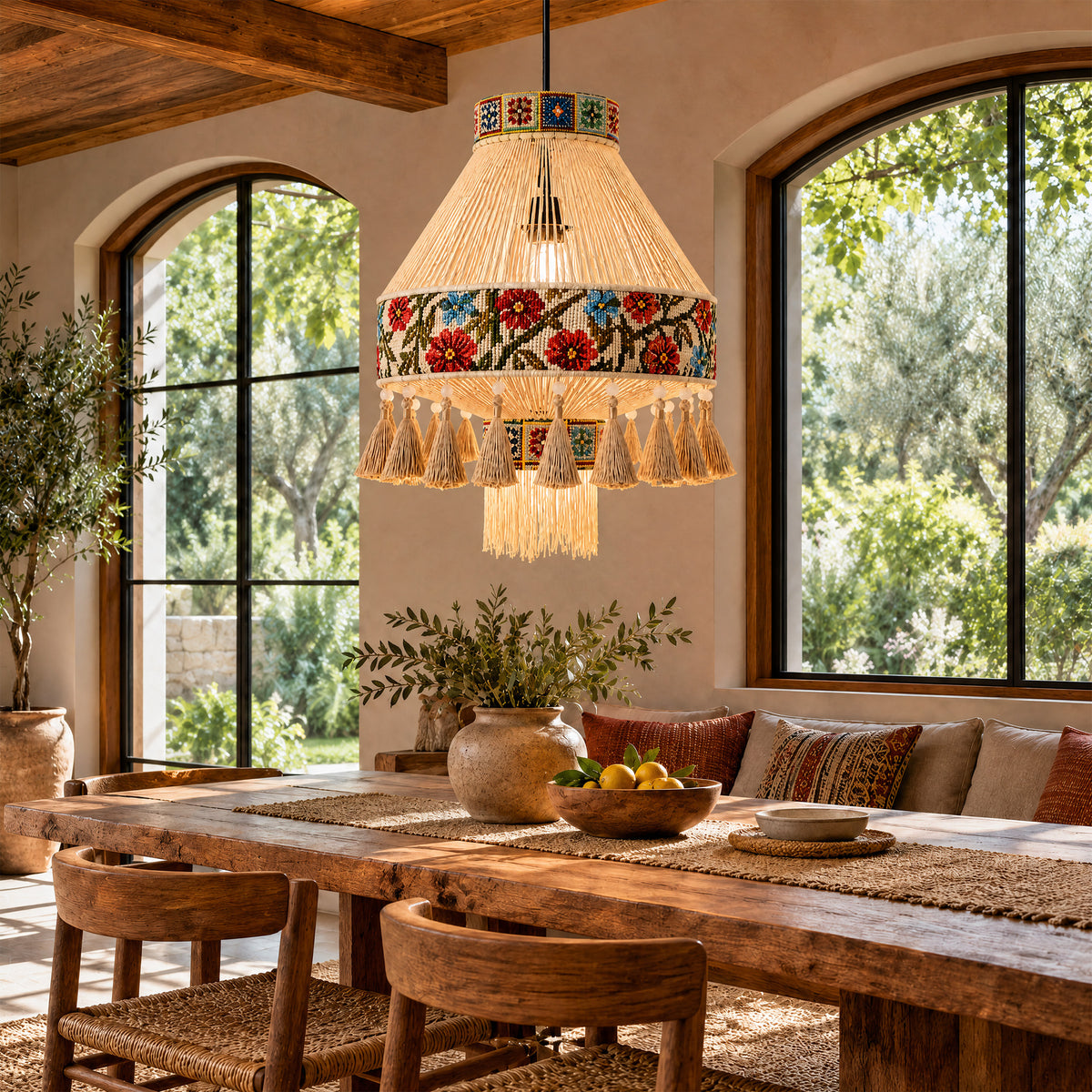 Bohemian Tassel Ceiling Light with Fringe, Detachable Design, Ethnic Style - LI460332 image 8