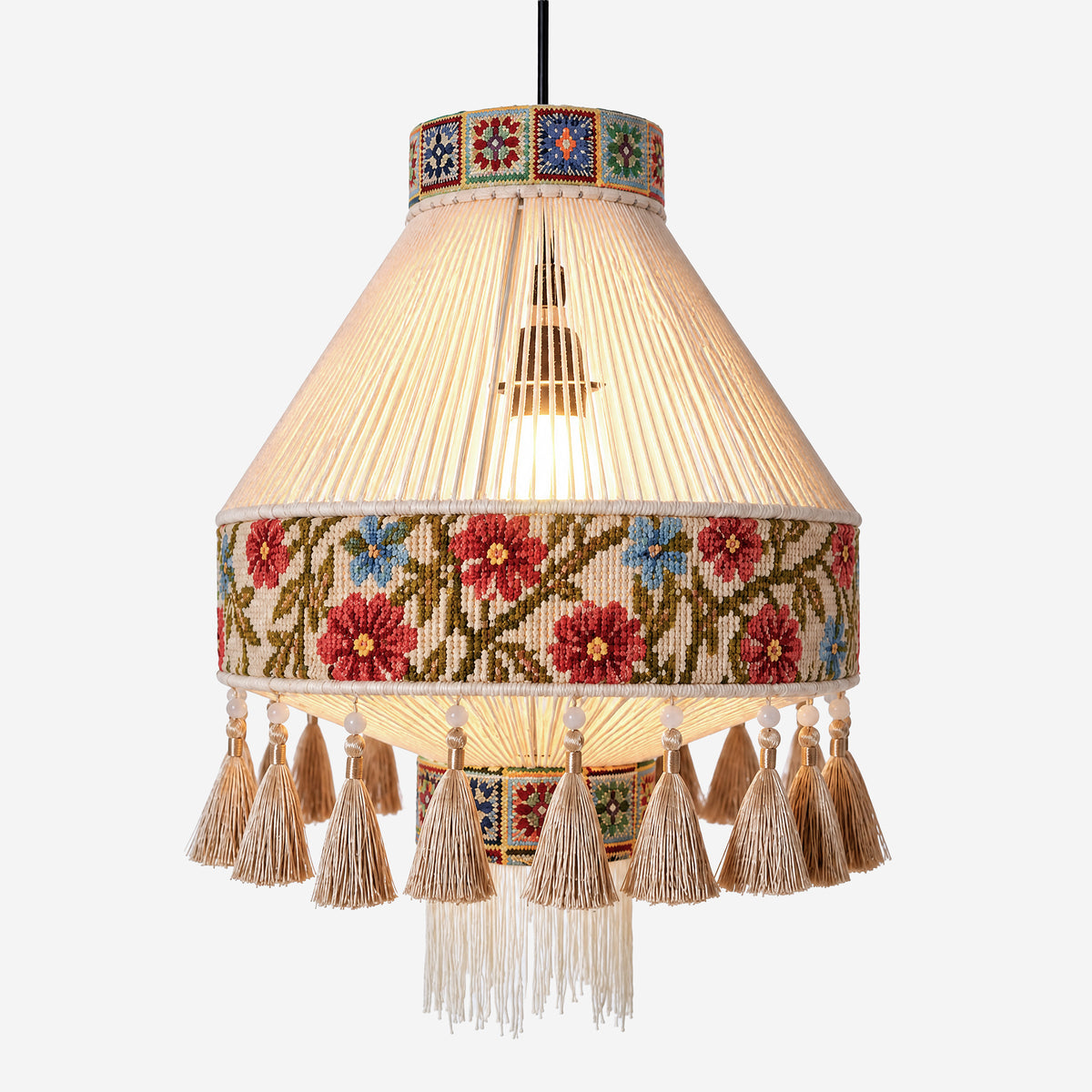 Bohemian Tassel Ceiling Light with Fringe, Detachable Design, Ethnic Style - LI460332 image 9