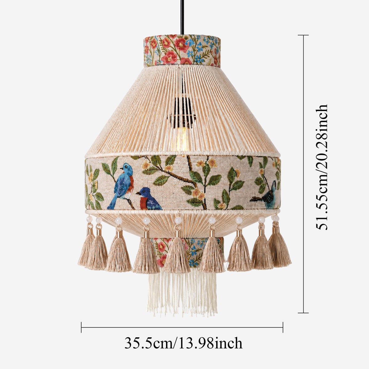 Bohemian Tassel Ceiling Light with Fringe, Detachable Design, Ethnic Style - LI460333 image 3