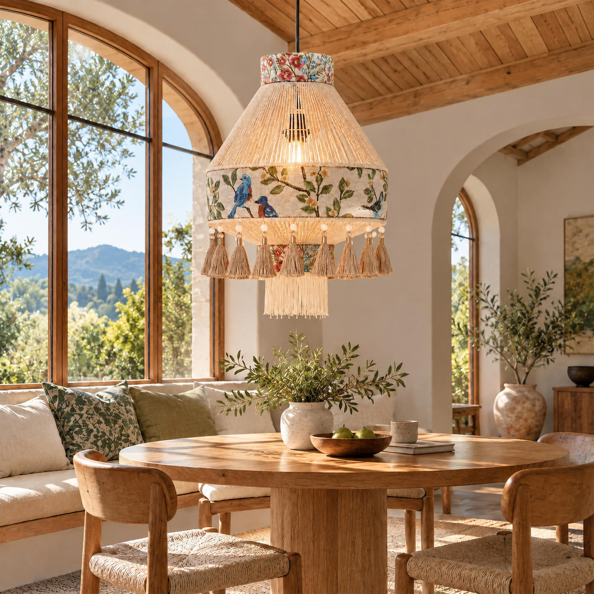 Bohemian Tassel Ceiling Light with Fringe, Detachable Design, Ethnic Style - LI460333 image 6