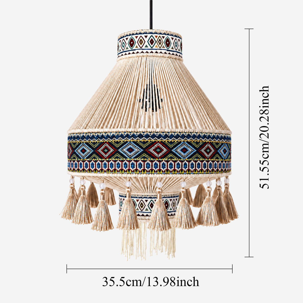 Bohemian Tassel Ceiling Light with Fringe, Detachable Design, Ethnic Style - LI460334 image 3