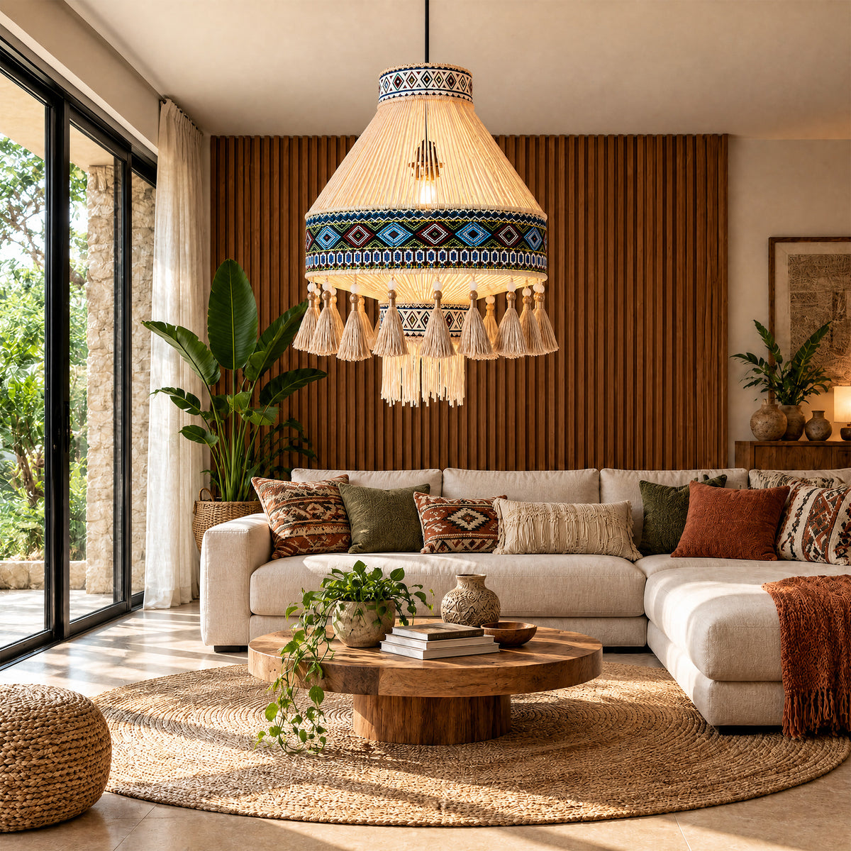 Bohemian Tassel Ceiling Light with Fringe, Detachable Design, Ethnic Style - LI460334 image 4