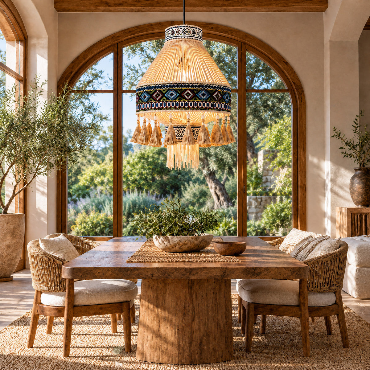 Bohemian Tassel Ceiling Light with Fringe, Detachable Design, Ethnic Style - LI460334 image 5