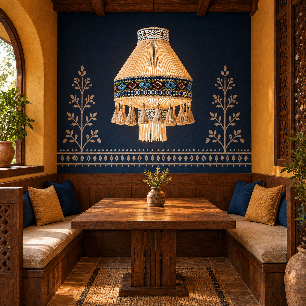 Bohemian Tassel Ceiling Light with Fringe, Detachable Design, Ethnic Style - LI460334 image 6