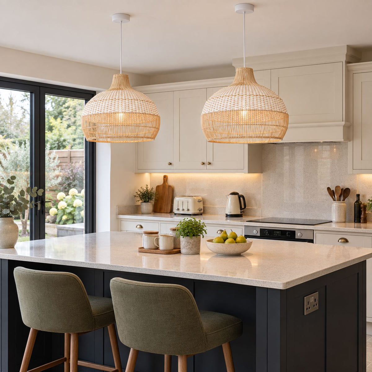 Cella-Lightsin Handwoven Rattan Pendant Light for Kitchen and Boho-Style Interiors Lightsin UK 