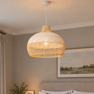 Cella-Lightsin Handwoven Rattan Pendant Light for Kitchen and Boho-Style Interiors Lightsin UK Standard (Dia 50cm) 