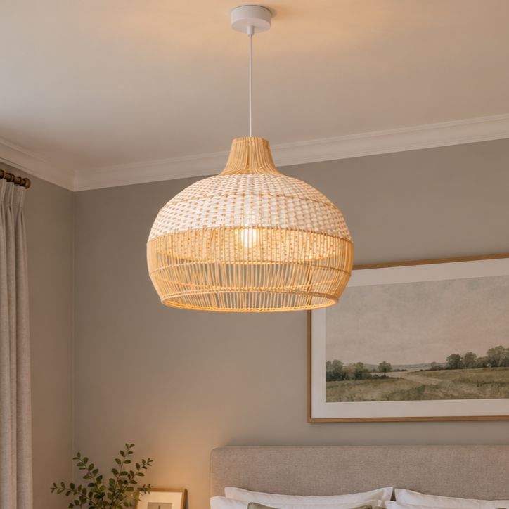 Cella-Lightsin Handwoven Rattan Pendant Light for Kitchen and Boho-Style Interiors Lightsin UK Standard (Dia 50cm) 