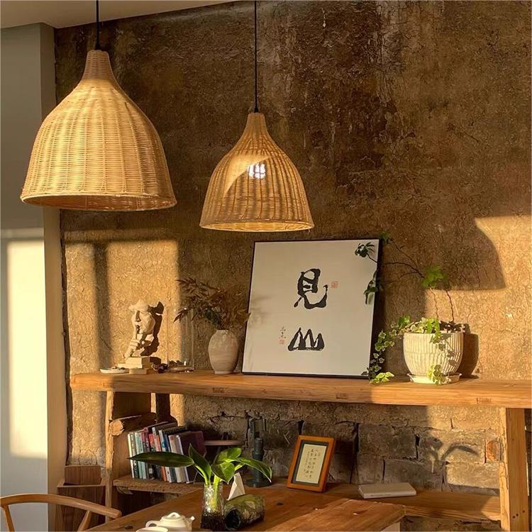 Rustic Elegance Handcrafted Rattan Pendant Light Home Decor