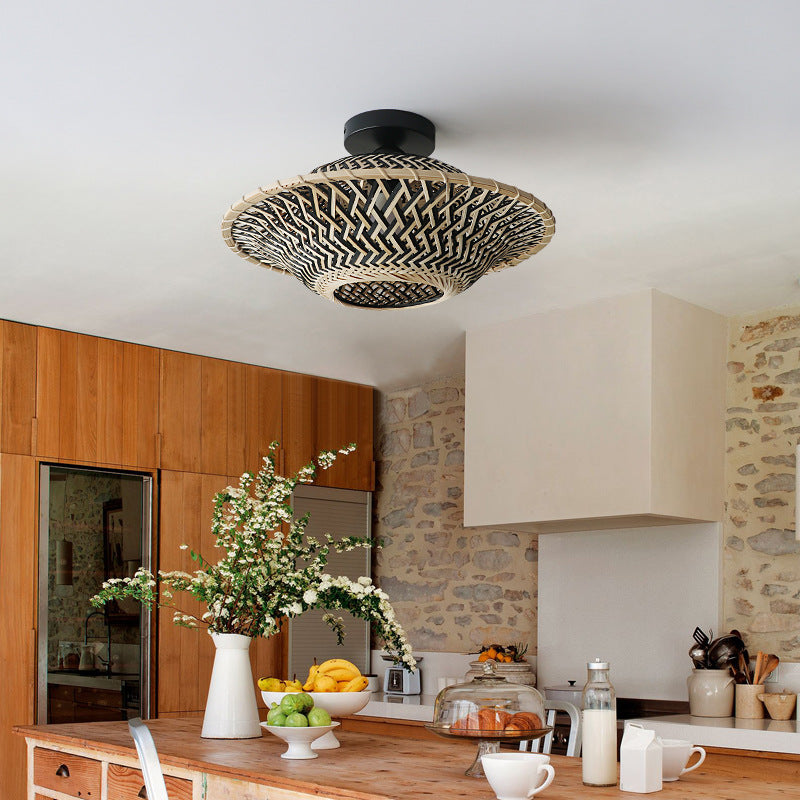 Bamboo Radiance Handwoven LED Ceiling Light