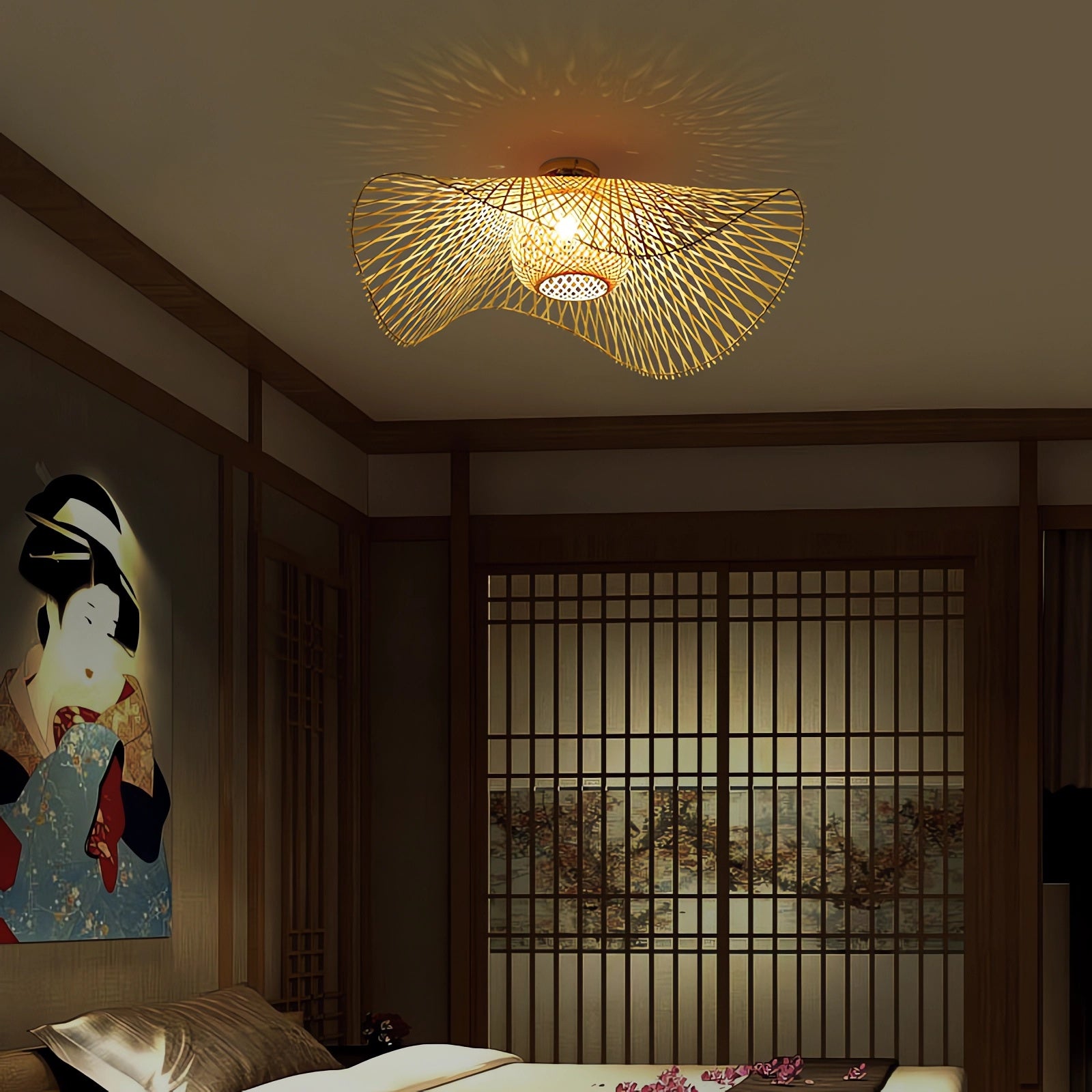 Bamboo Wave Art LED Ceiling Light