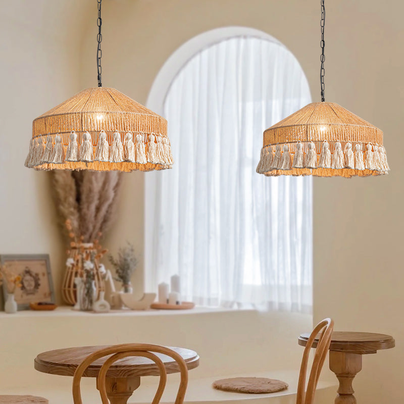 Bohemian Style Handcrafted Woven Hemp Rope Hanging Pendant Lights