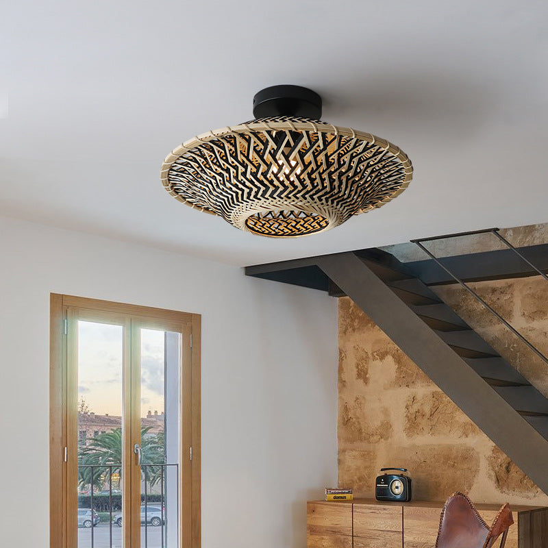 Bamboo Radiance Handwoven LED Ceiling Light