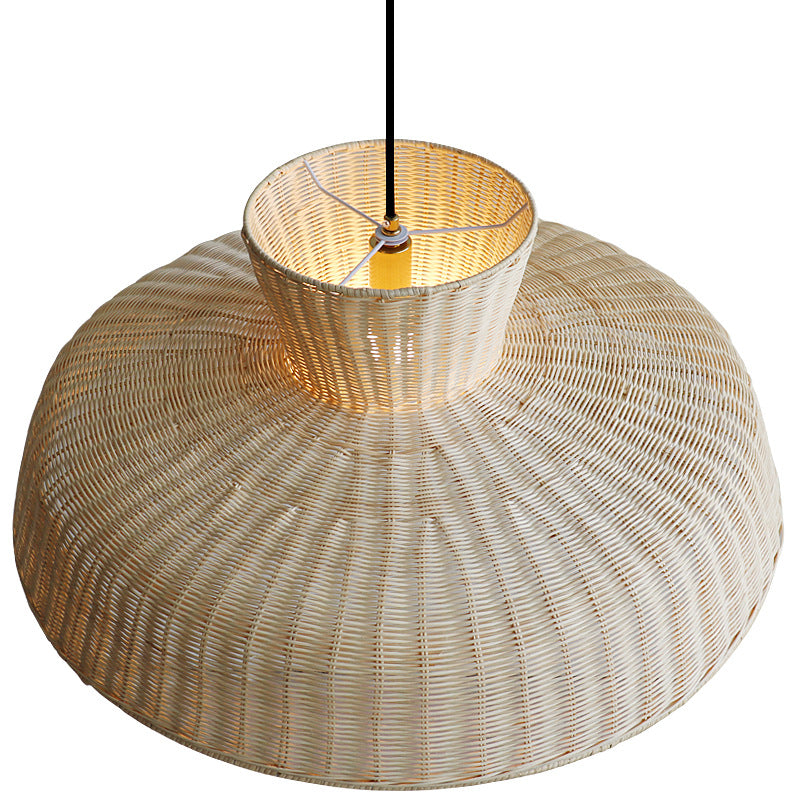 Rustic Elegance Handwoven Rattan Dome Pendant Light