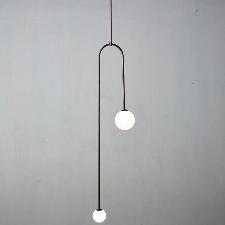 Modern 2-Light U-Shaped Glass Globe Pendant Light