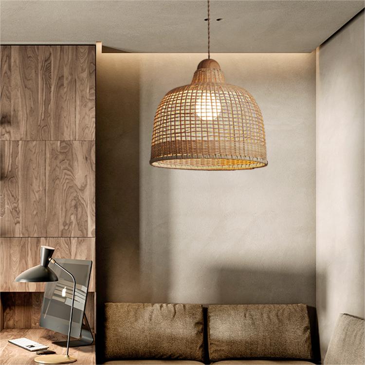 Elegant Vintage Woven Rattan Minimalist Pendant Light