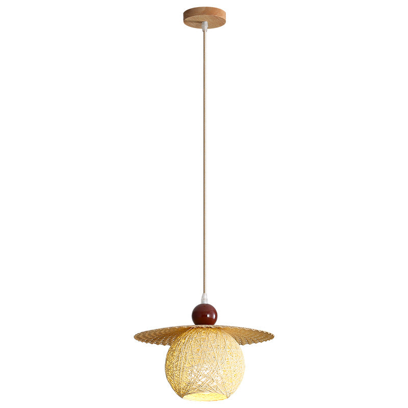 Rustic Handwoven Rattan LED Small Pendant Light