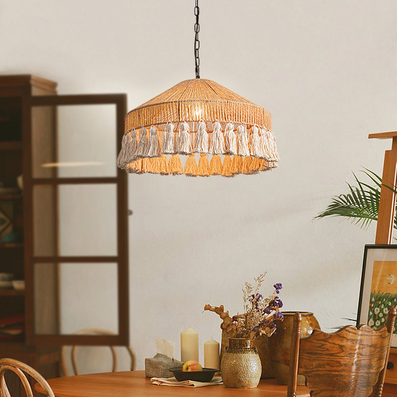 Bohemian Style Handcrafted Woven Hemp Rope Hanging Pendant Lights