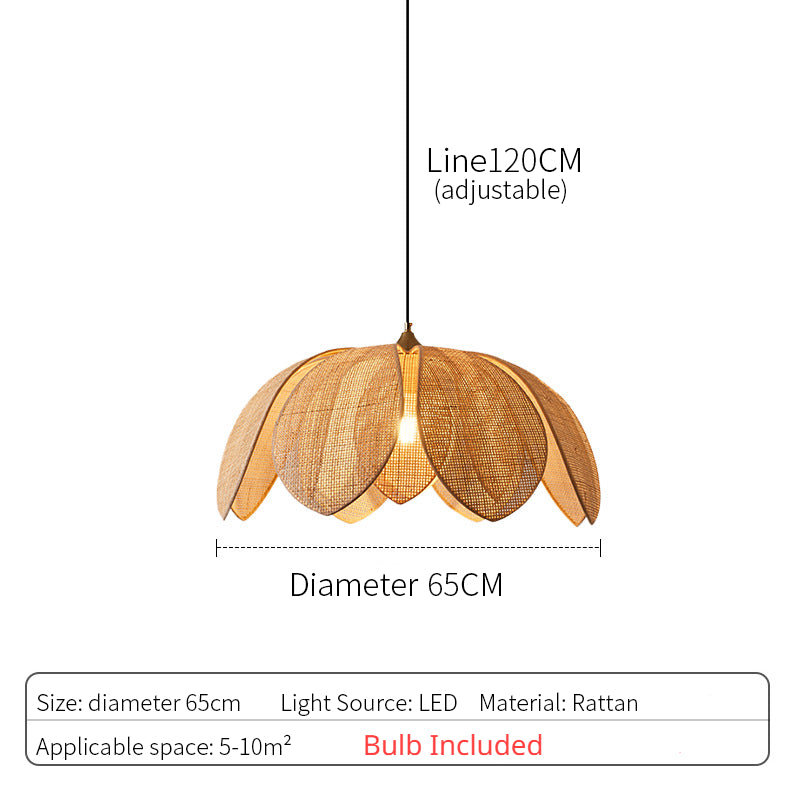 Handcrafted Rattan Weave Petal-Shaped Creative Pendant Lights