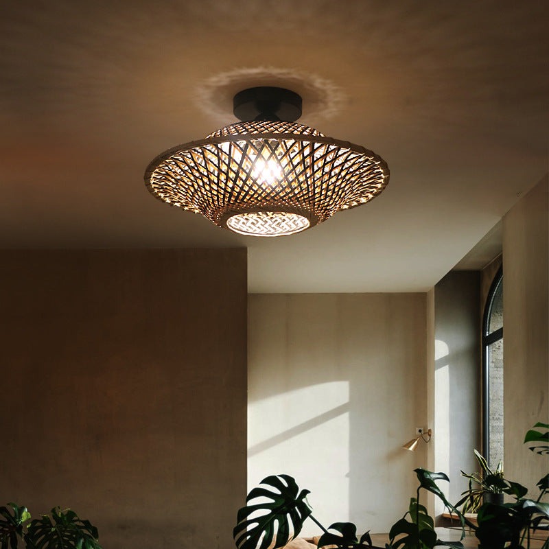 Bamboo Radiance Handwoven LED Ceiling Light