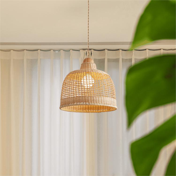 Elegant Vintage Woven Rattan Minimalist Pendant Light