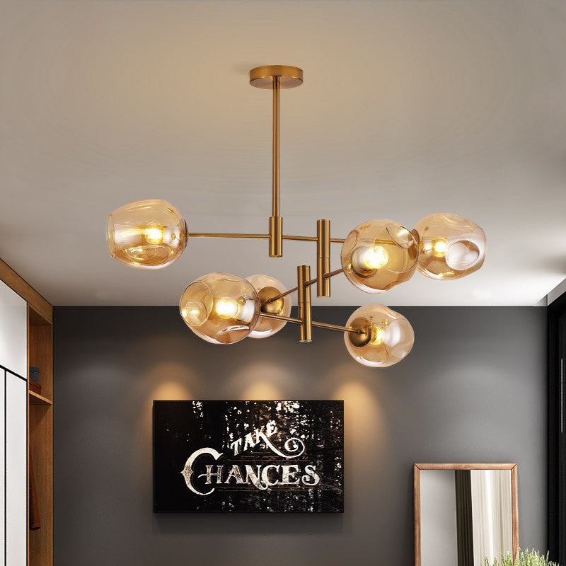 Postmodern Luxe Spuntik Chandelier With Glass Shade