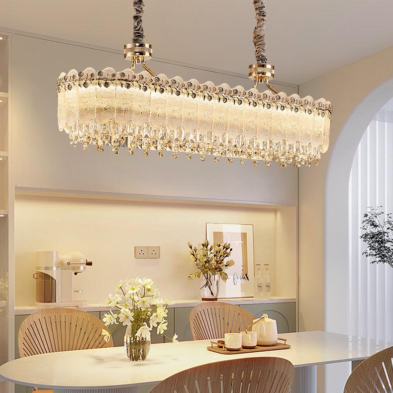 Contemporary Oval & Round Crystal Pendant Ceiling Light Dimmable Fixture