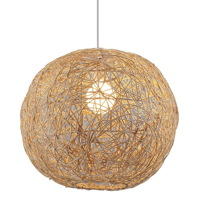 Handwoven Straw Rattan Ball Pendant Light – Available in 3 Sizes