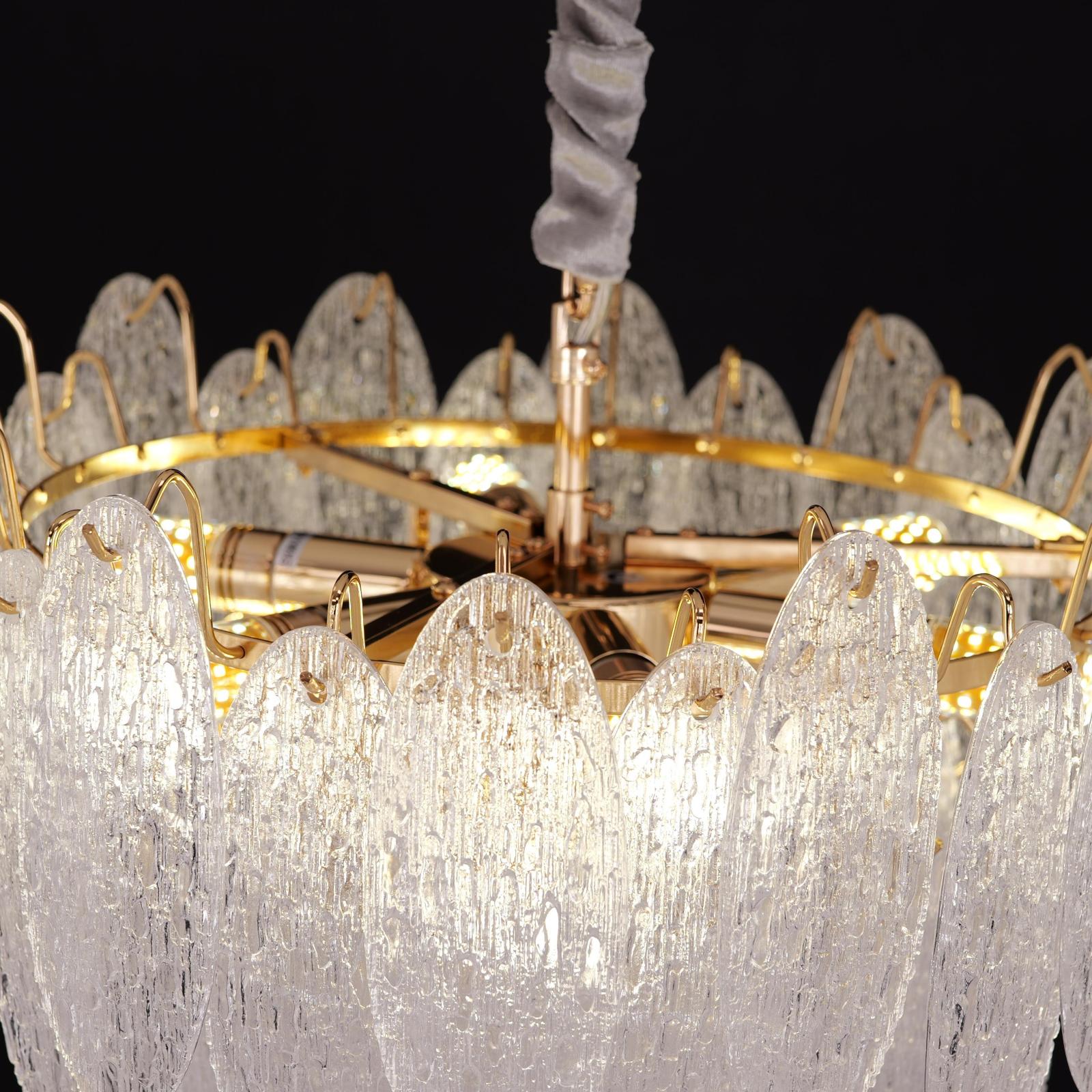 Elegant Layered Design Champagne Gold Luxury Glass Chandelier