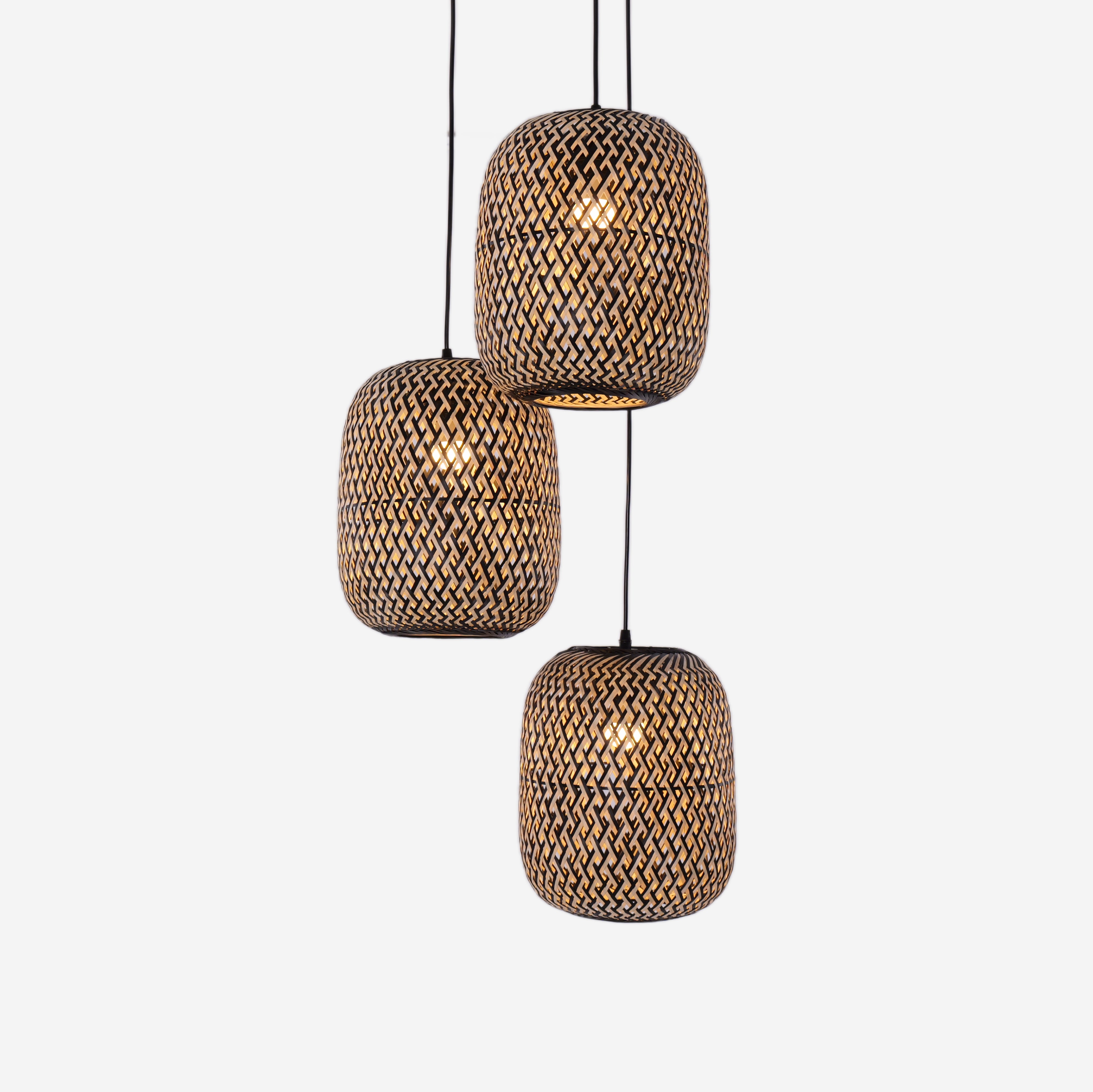 Modern Creative Bamboo Handcrafted 3-Light Pendant Light