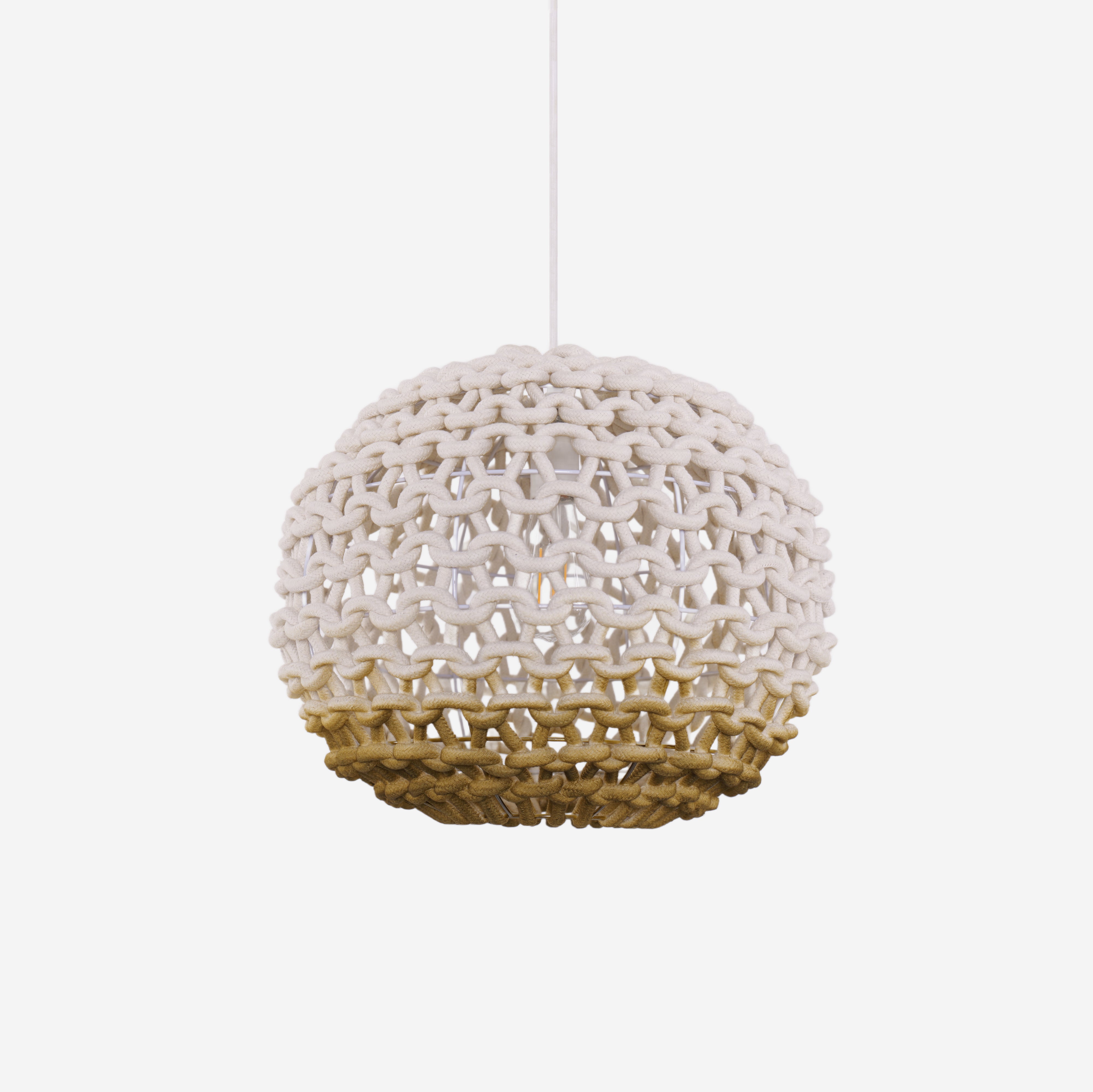 Artisanal Globe-Shaped Cotton Rope Pendant Light for Home Decor